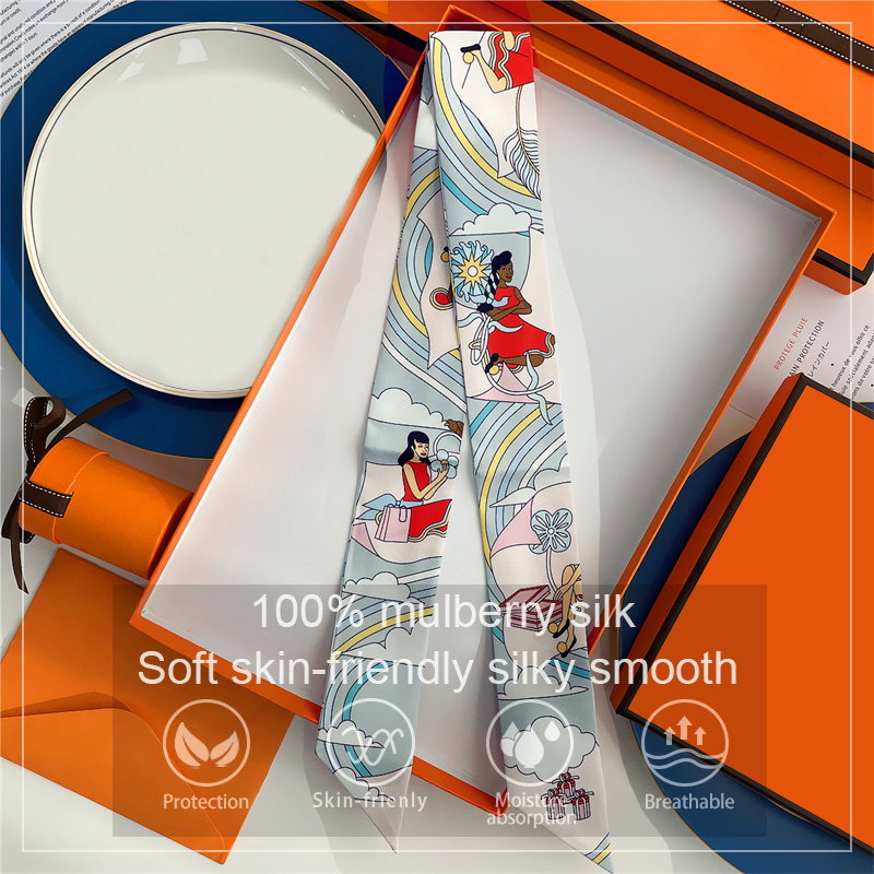 Ascot Neck Scarf - Kadınlar 100% Dut ipek eşarp saç