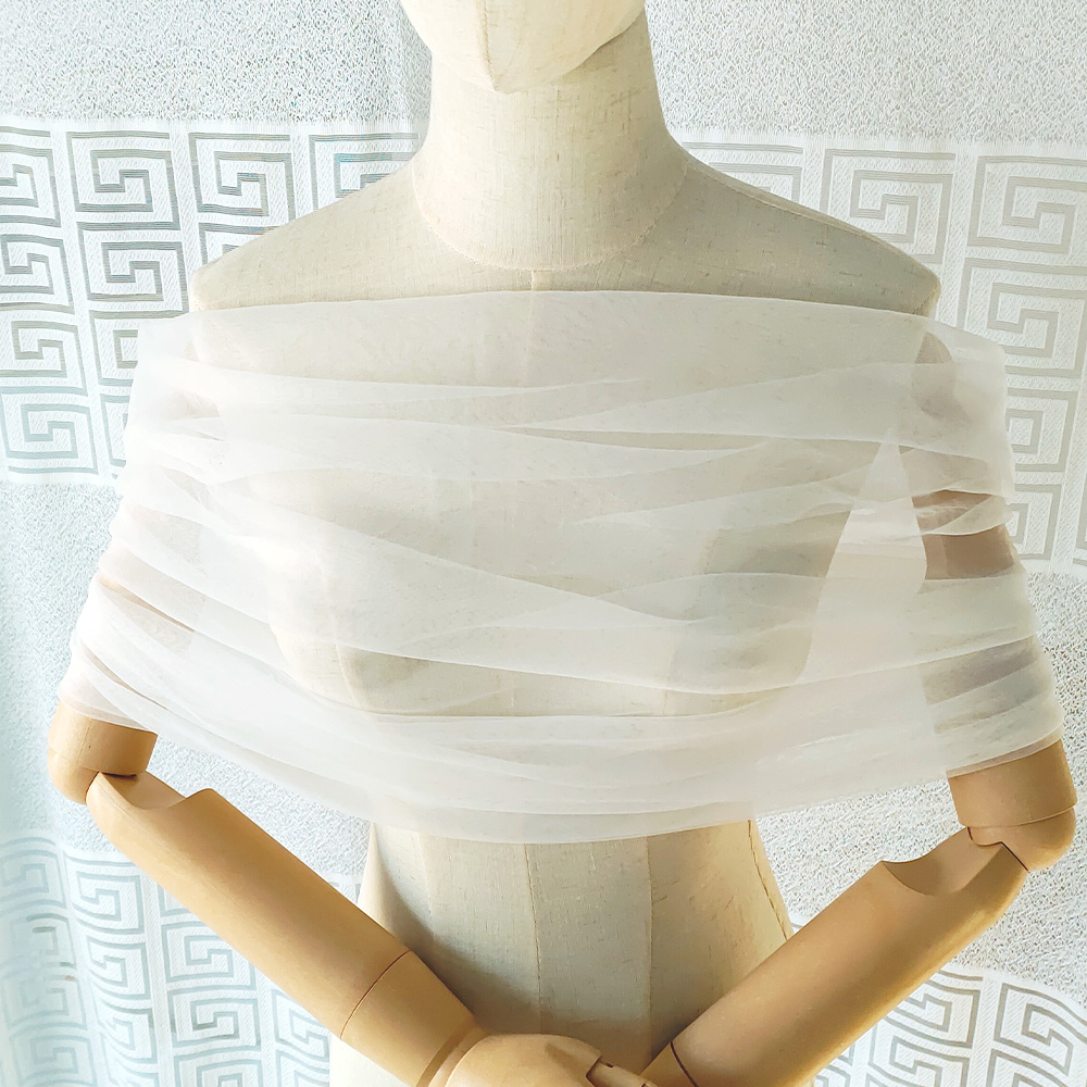 Stole Wedding Shawl - Kadın Pileli Tül Şeffaf Şal Düğün