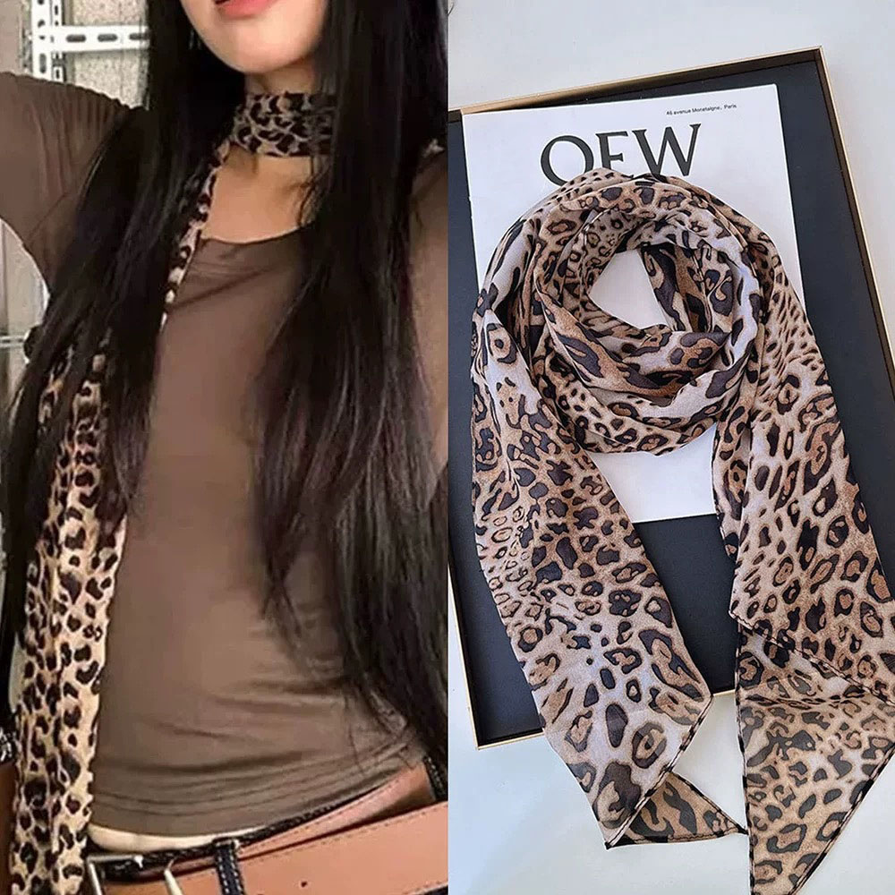 Leopar Küçük Uzun ipek eşarp K - Ascot Neck Scarf incelemesi ve fiyatı