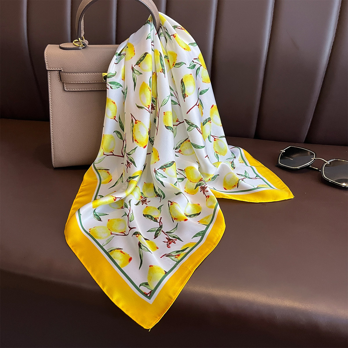 2025 yeni sarı limon baskı kar - Scarf Silk Square incelemesi ve fiyatı